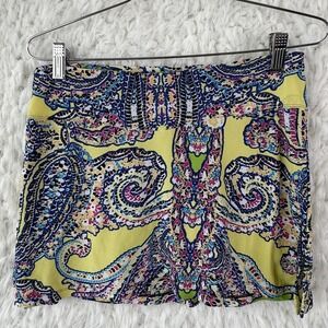 RYP WEAR Womens Skort M Yellow Paisley Athletic Gym Tennis Pickleball